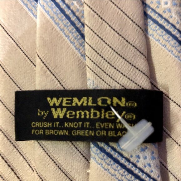 Vintage Wemlon by Wembley Tie Youth Size Clip-on Used Beige Blue - Picture 8 of 8